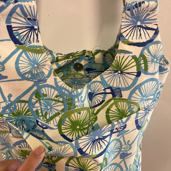 Rock flower paper Bicycle Hobo Crossbody Bag Cotton Canvas 13”x10”x5” Medium - Picture 7 of 12